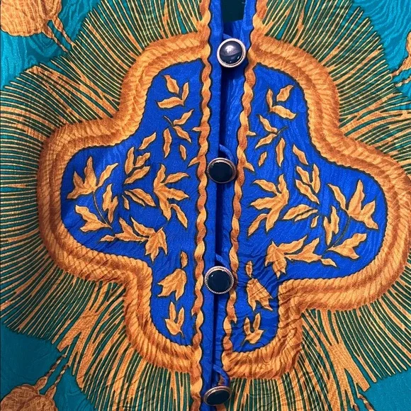 Adrianna Papell Vintage Silk Printed Buttoned Blouse‎ and Skirt Set Size 10 - Picture 6 of 11